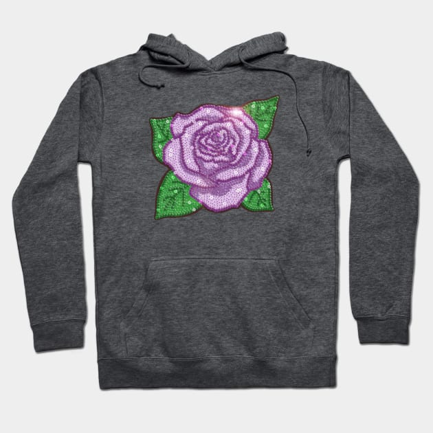 Purple Sequin Rose Hoodie by Annelie